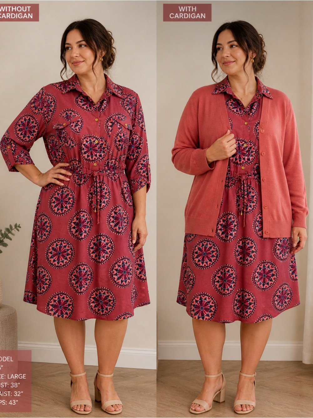 BUNDLE MPH Collection Shirt Dress (2X) Bundled w/ Free Time and Tru cardigan XXL